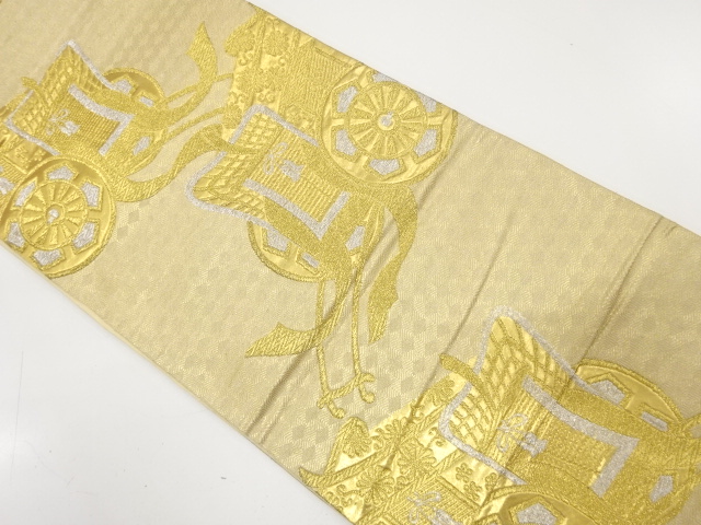 JAPANESE KIMONO / ANTIQUE FUKURO OBI / SILK / WOVEN CARRIAGE